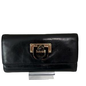 DKNY BLACK LEATHER CLUTCH WALLET/ORGANIZER
